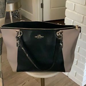 COACH taupe/grey with snakeskin straps.